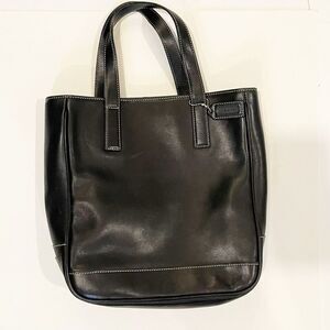 Coach Black Leather Double Handle Tote Bag Vintage #7787